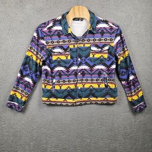 WeSC Jacket‎ Womens Large Multicolor Corduroy Aztec Tribal Snap Front Western